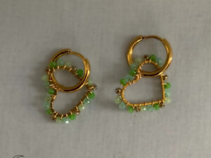 Boucles d'oreilles cœurs à perles vertes